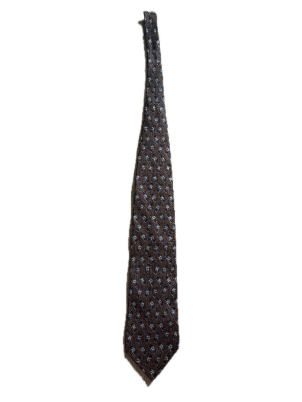 Calvin Klein Brown Blue Rectangles Tie